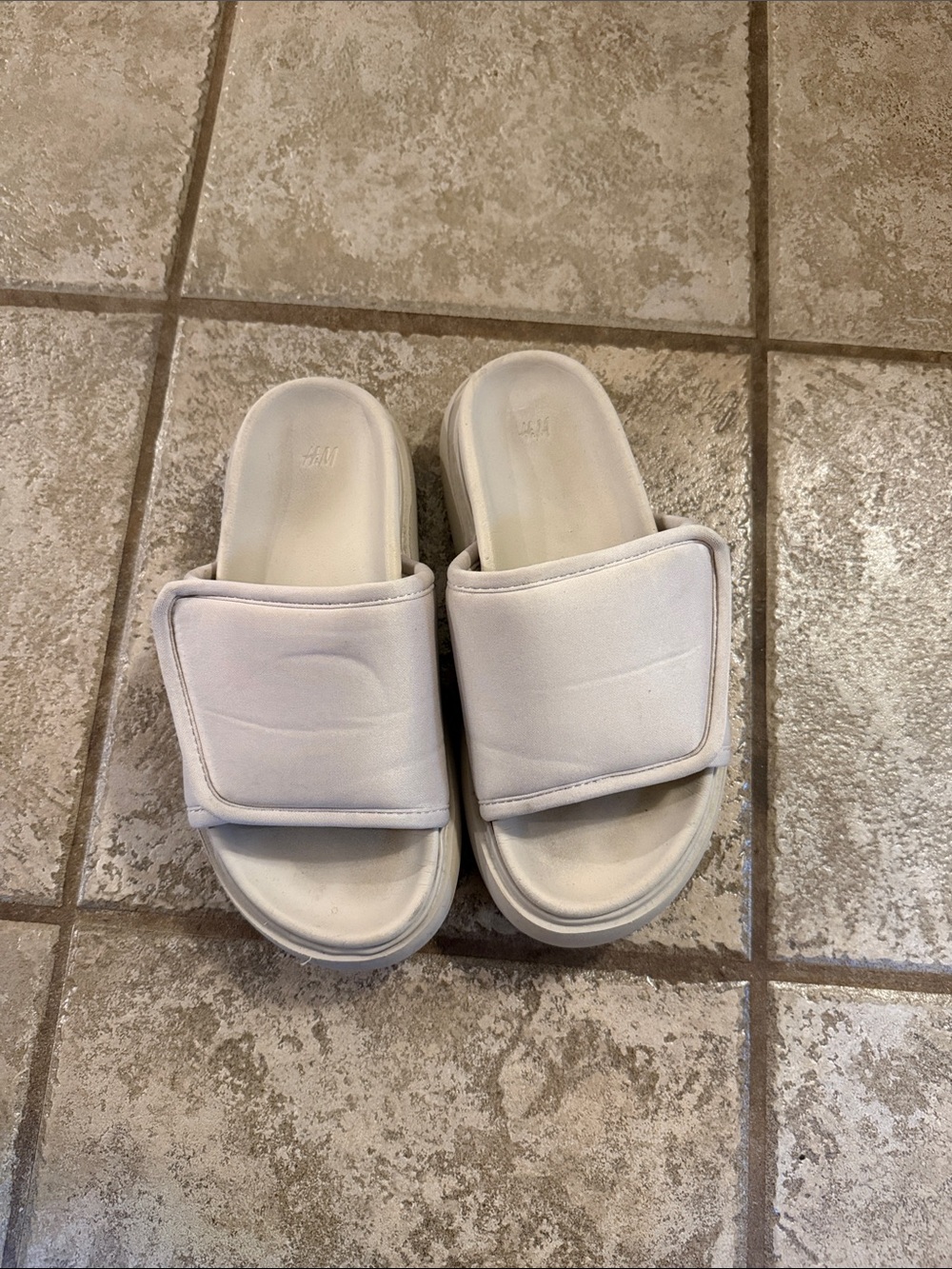 H&M Cream Slide Sandals with Padded Strap